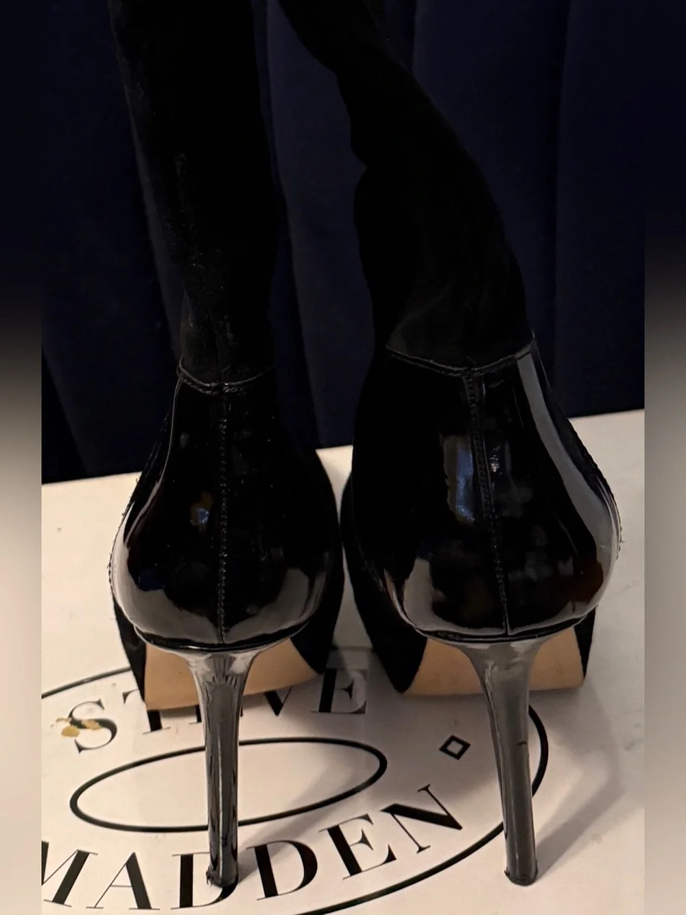 Steve Madden Black Suede Over-the-Knee Platform Stiletto Boots